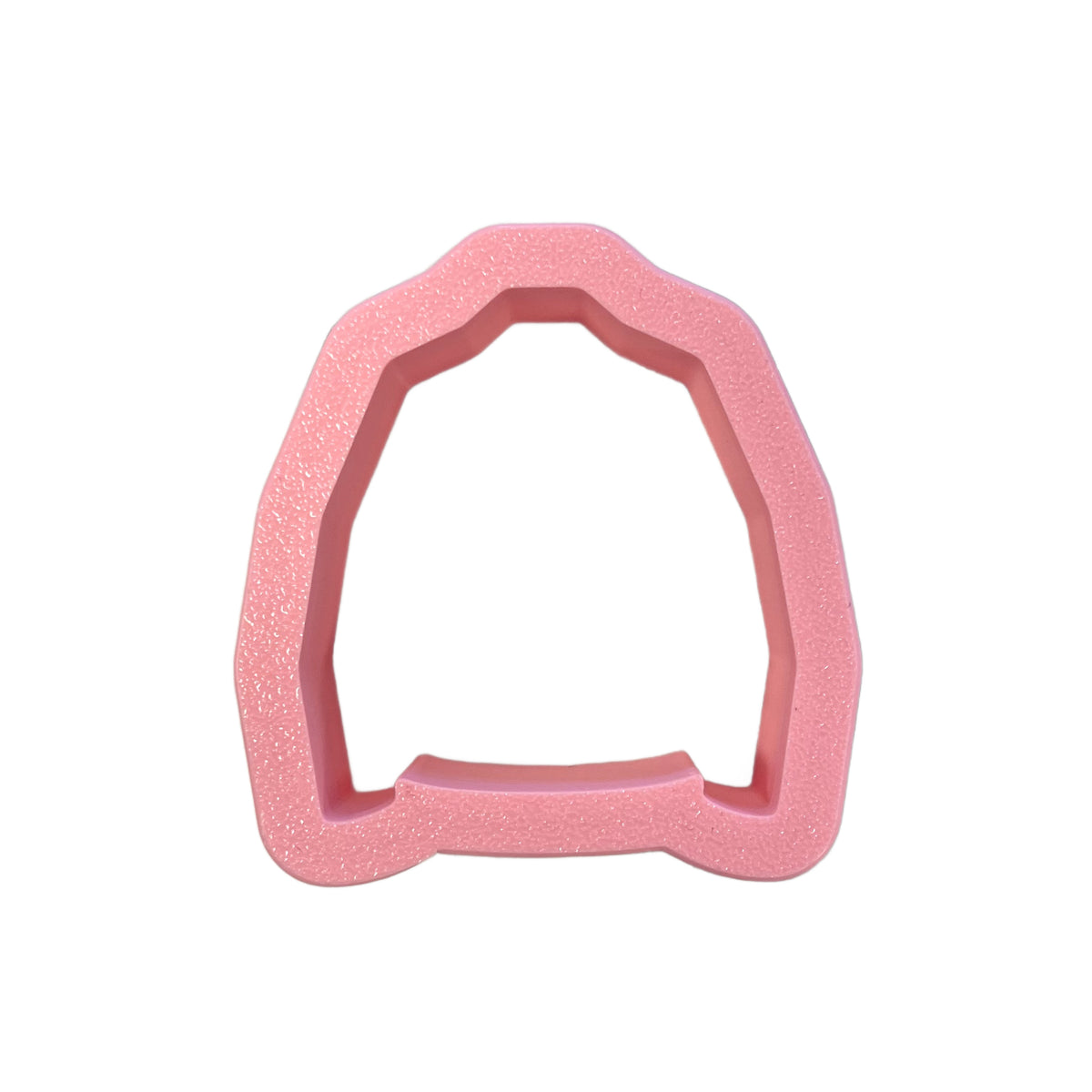 Pink glittery foam mini jean jacket cookie cutter shaped like a horse hoof for creative baking and crafting