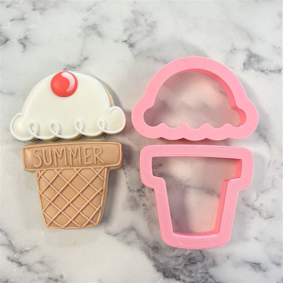 Mini Ice Cream Scoop and Cone Flour Box Club Cookie Cutter Set