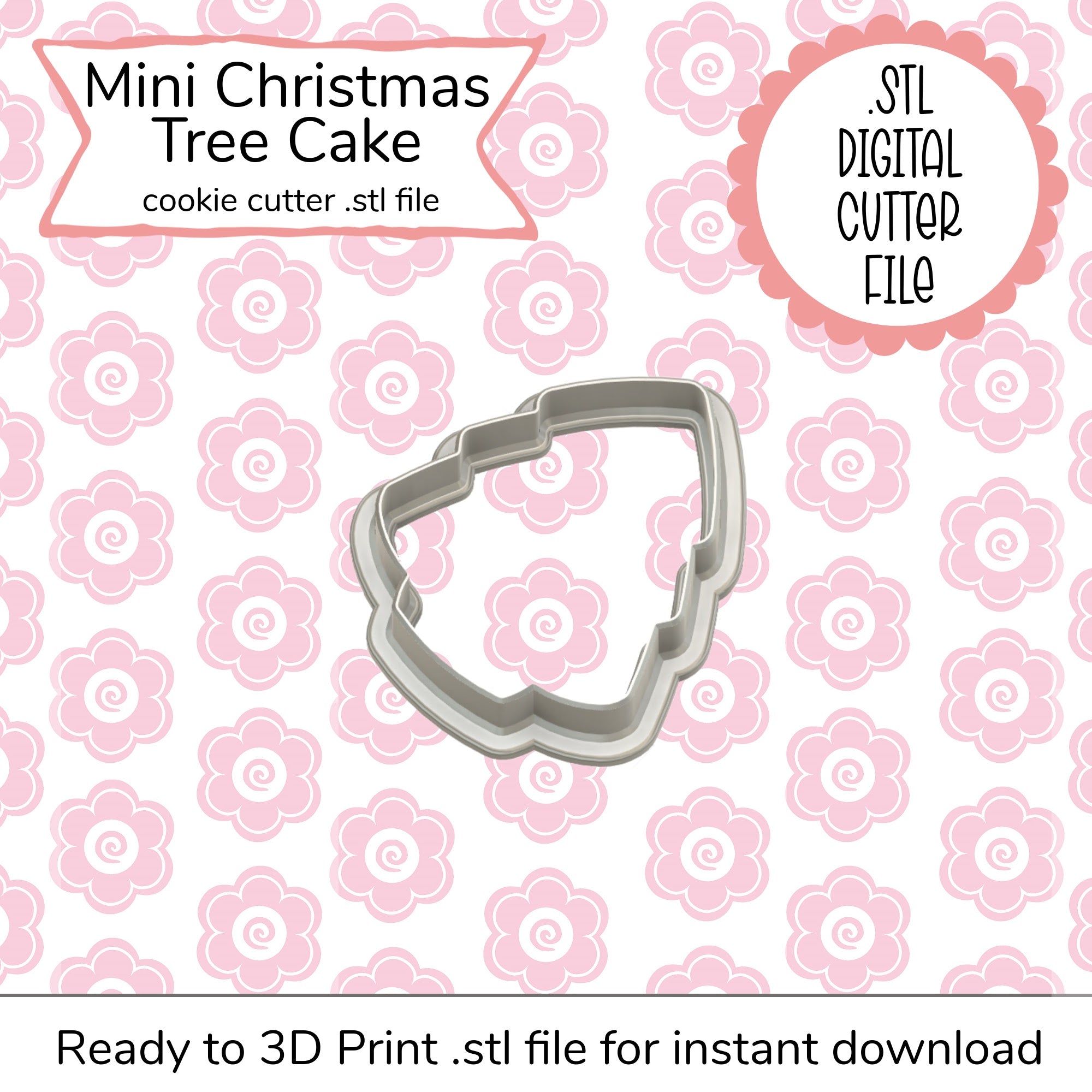 Mini Christmas Tree Cake STL Cutter File (digital file), image size:2000x2000