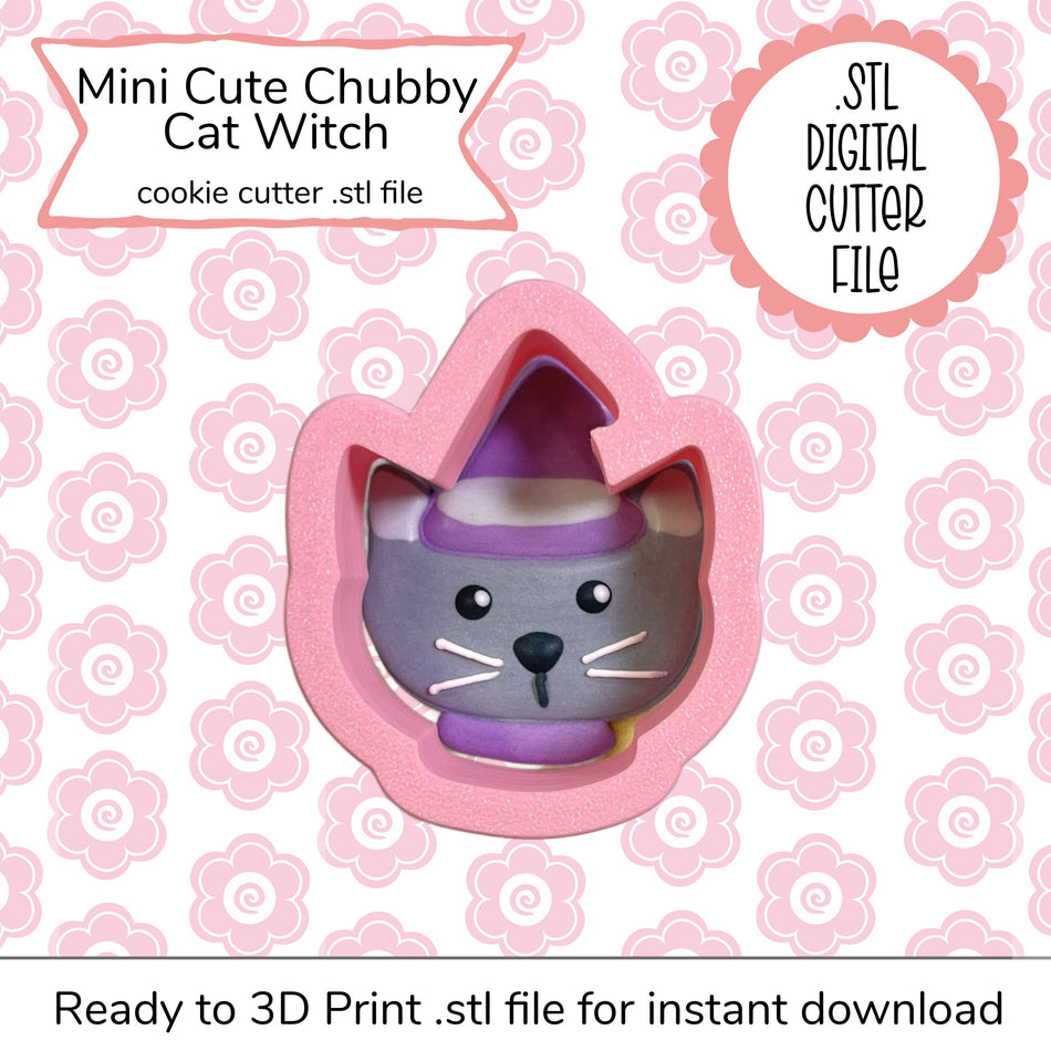Mini Cute Chubby Cat Cutter STL File (digital file)