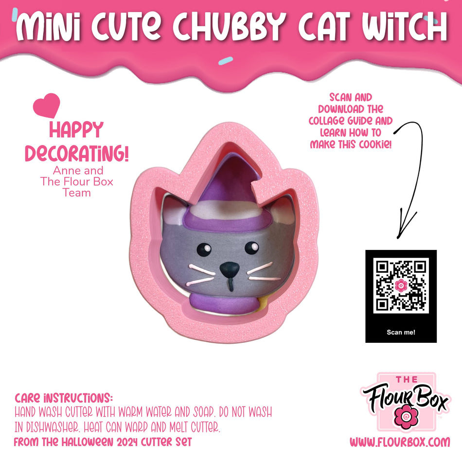 Mini Cute Chubby Cat Witch Cookie Cutter