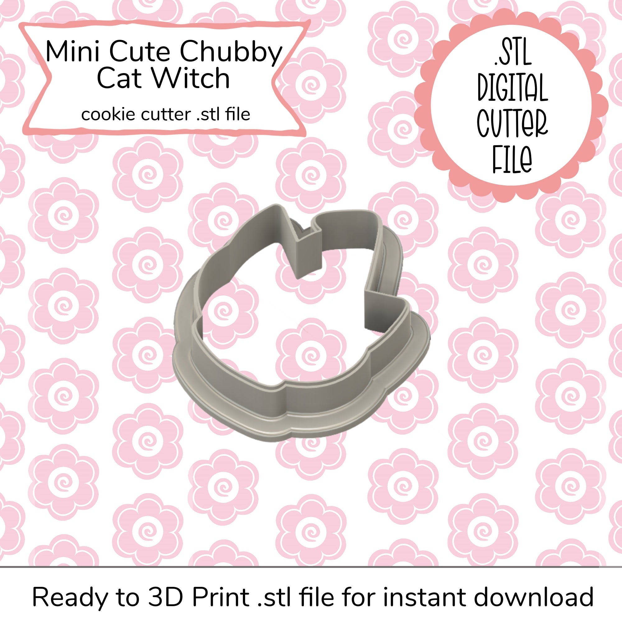 Mini Cute Chubby Cat Cutter STL File (digital file)