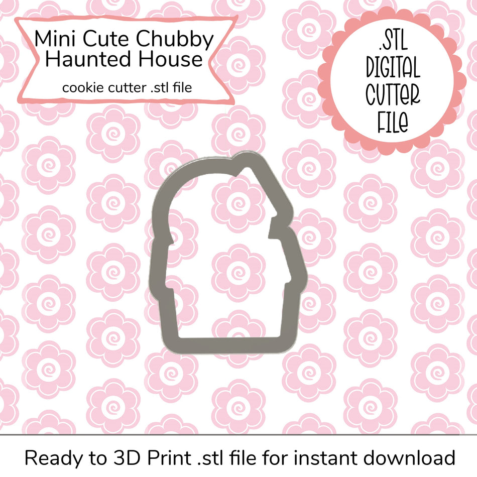 Mini Cute Chubby Haunted House Cutter STL File (digital file)