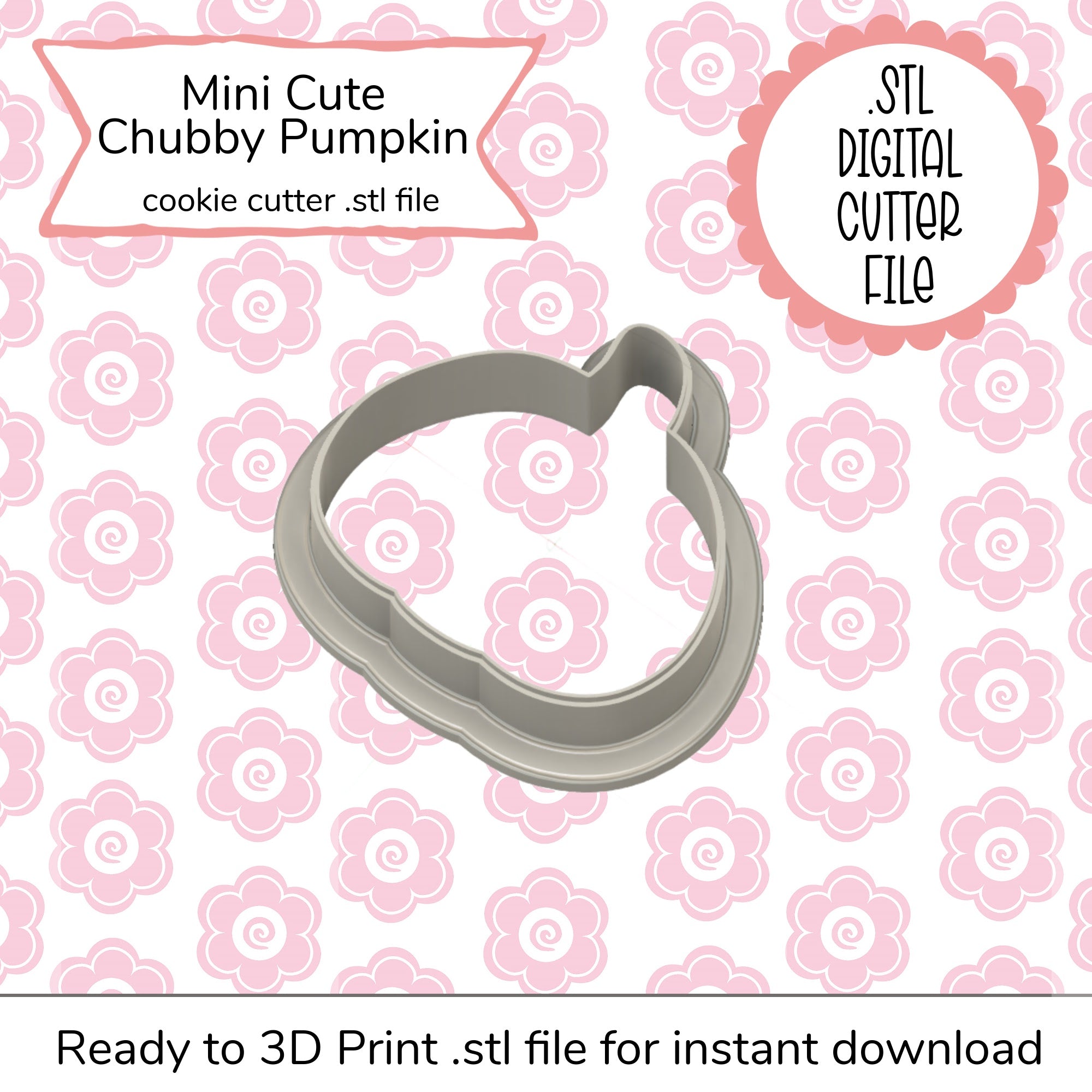 Mini Cute Chubby Pumpkin Cutter STL File (digital file)