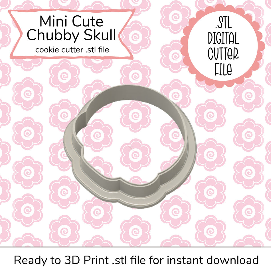 Mini Cute Chubby Skull Cutter STL File (digital file)