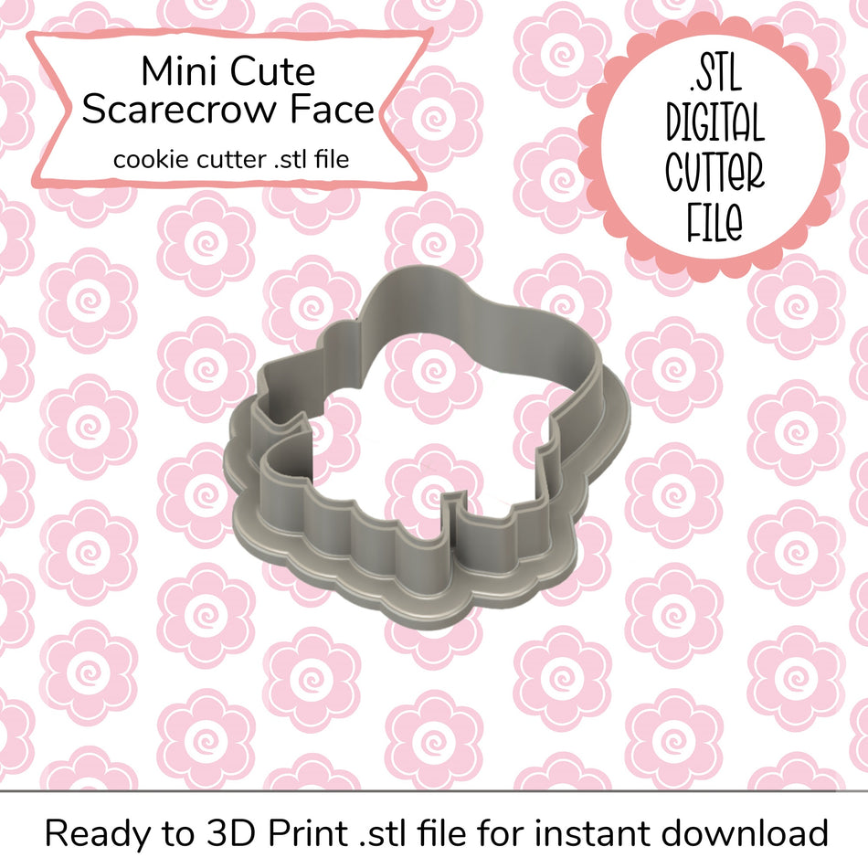 Mini Cute Scarecrow Face Cutter STL File (digital file)