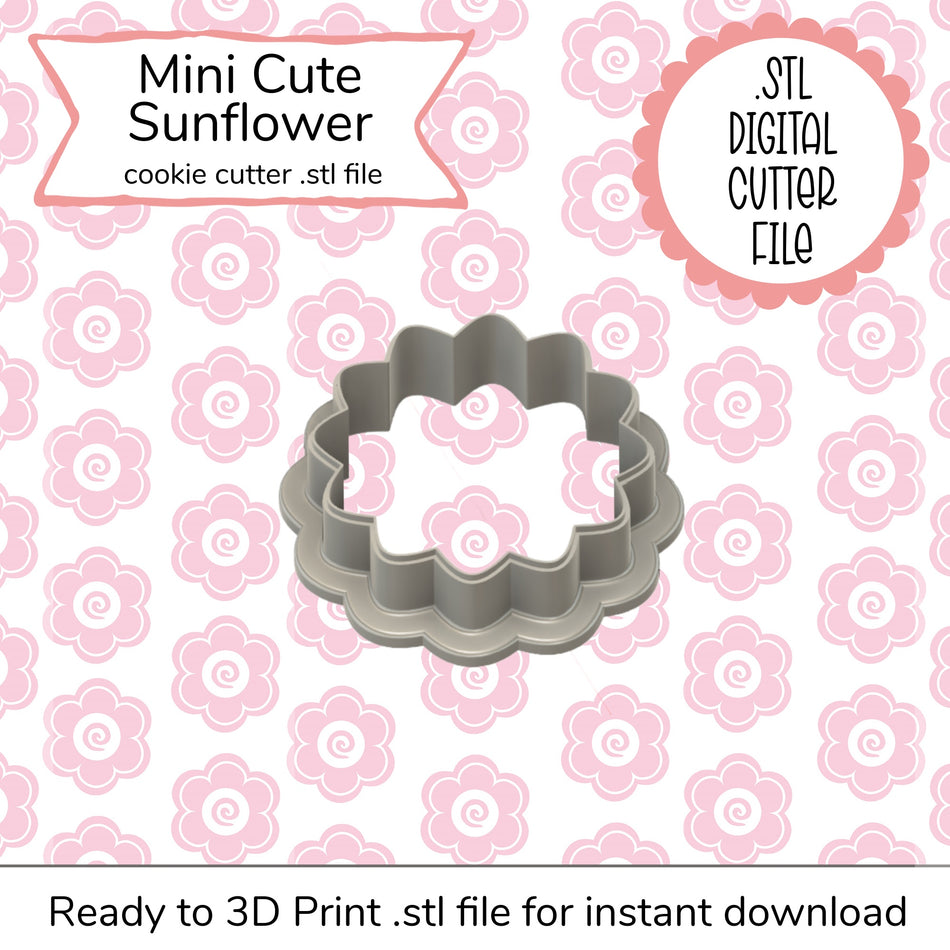 Mini Cute Sunflower Cutter STL File (digital file)