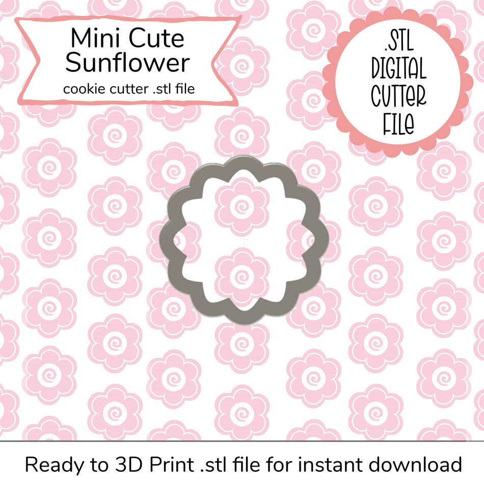 Mini Cute Sunflower Cutter STL File (digital file)