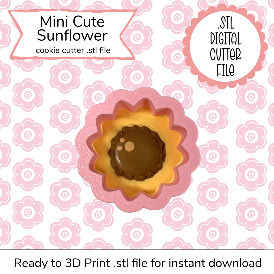 Mini Cute Sunflower Cutter STL File (digital file)