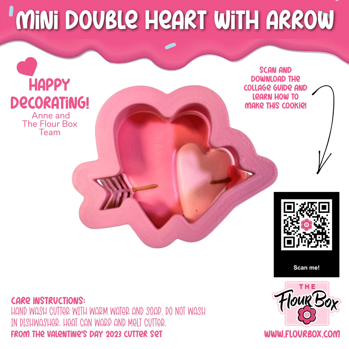 Pink silicone mini double heart with arrow cookie cutter ideal for baking and decorating cookies