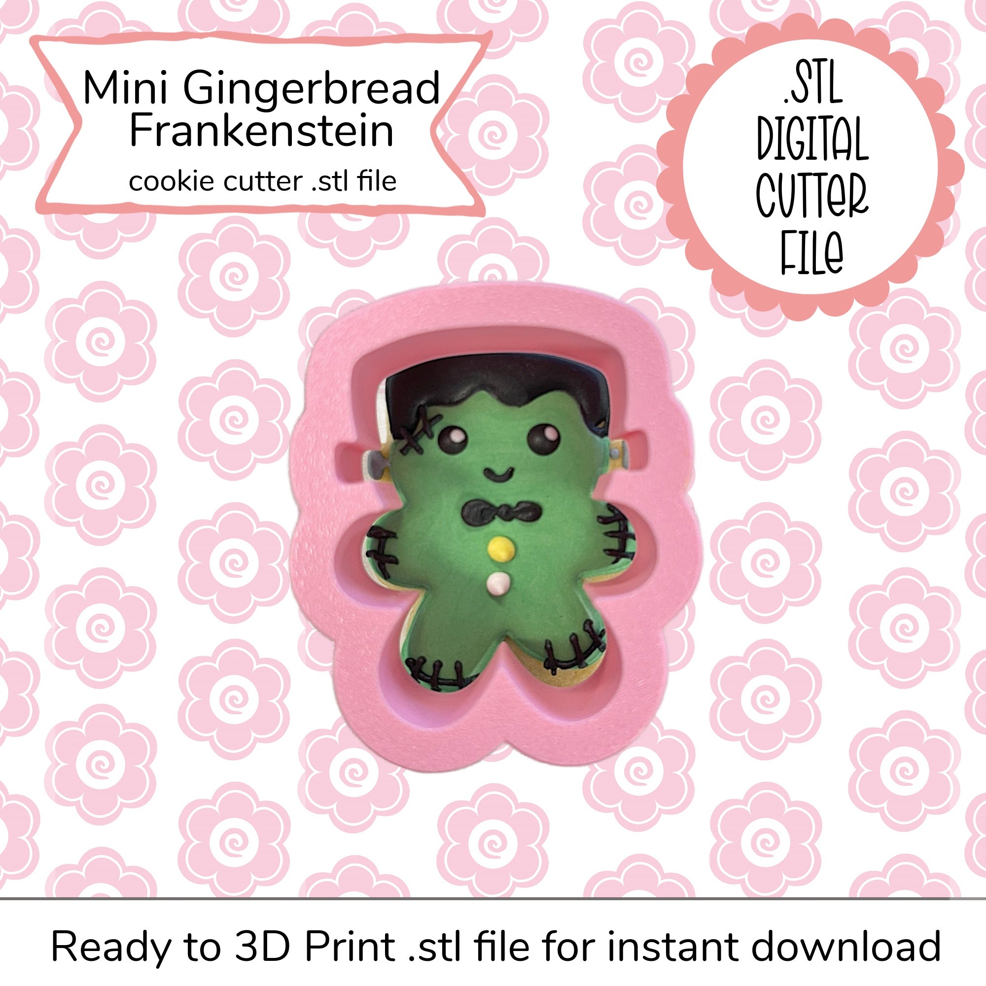 Mini Gingerbread Frankenstein Cutter STL File (digital)