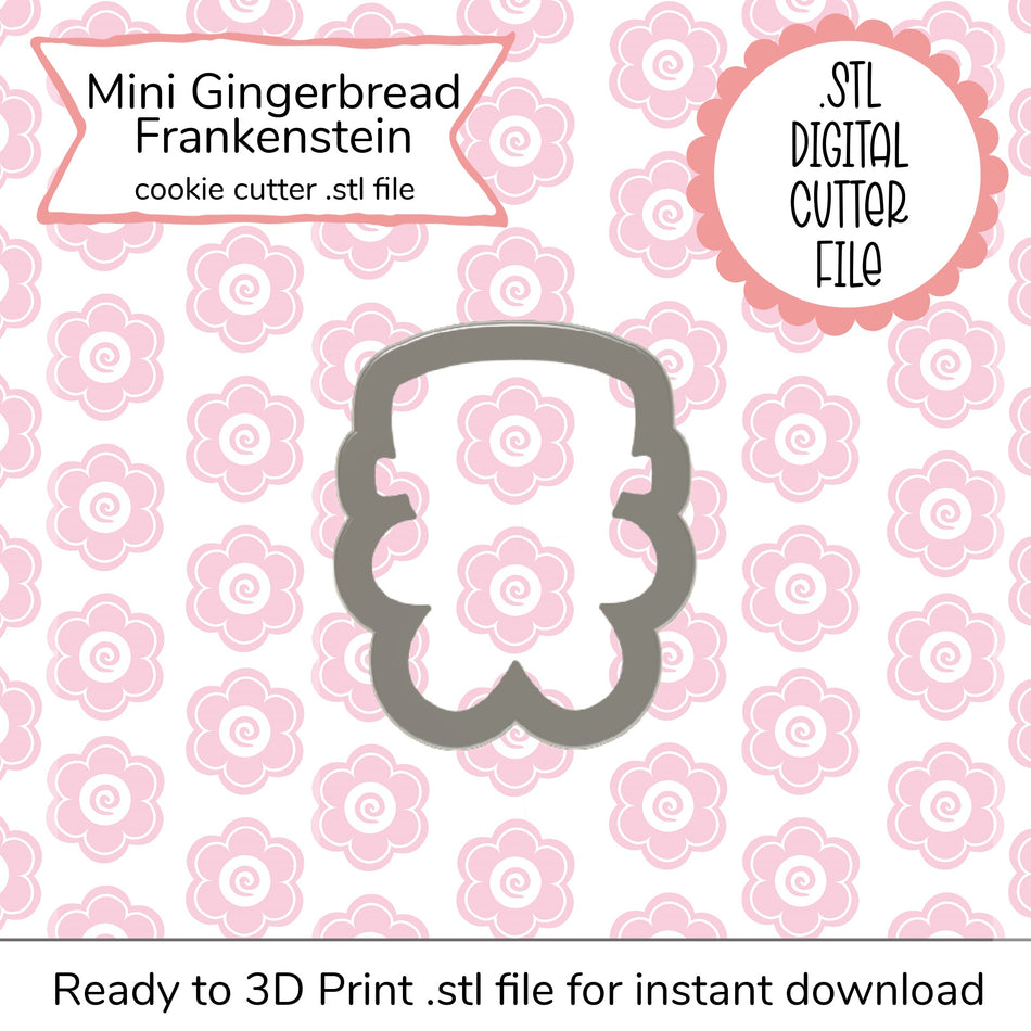 Mini Gingerbread Frankenstein Cutter STL File (digital)