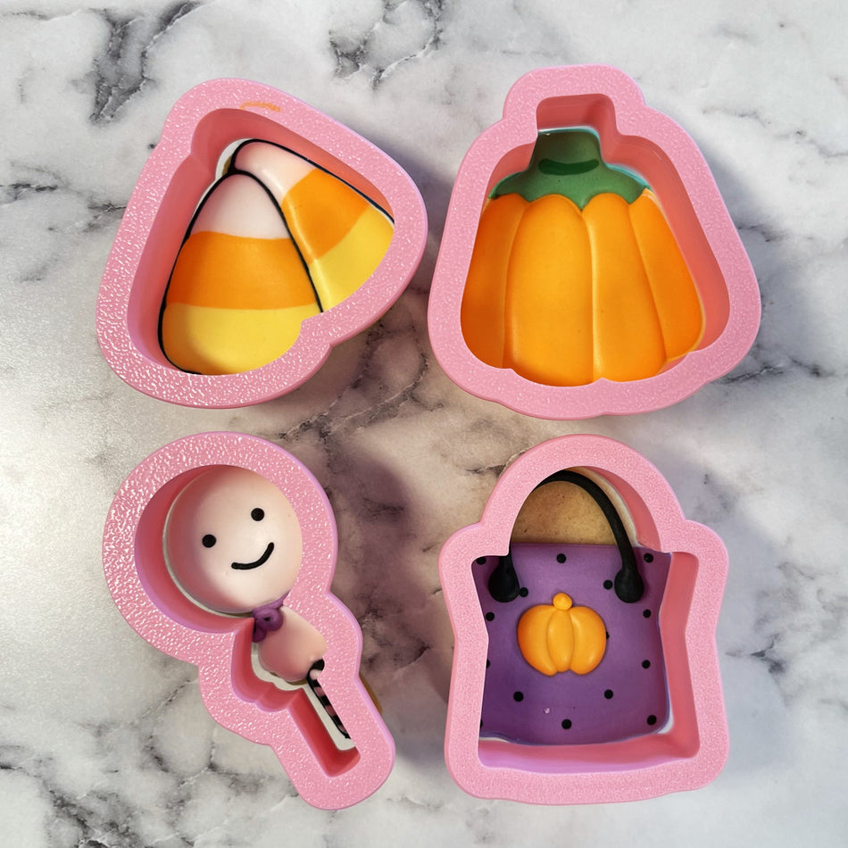Mini Halloween Candy 4pc Flour Box Club Cookie Cutter Set