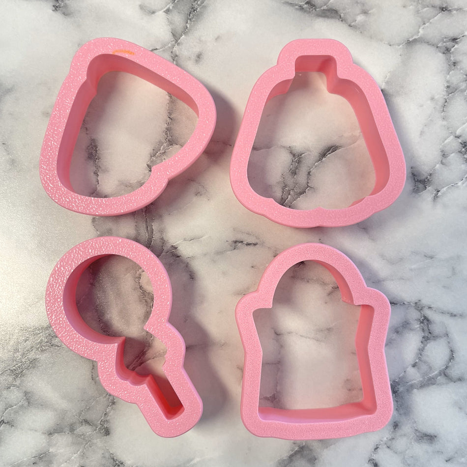 Mini Halloween Candy 4pc Flour Box Club Cookie Cutter Set