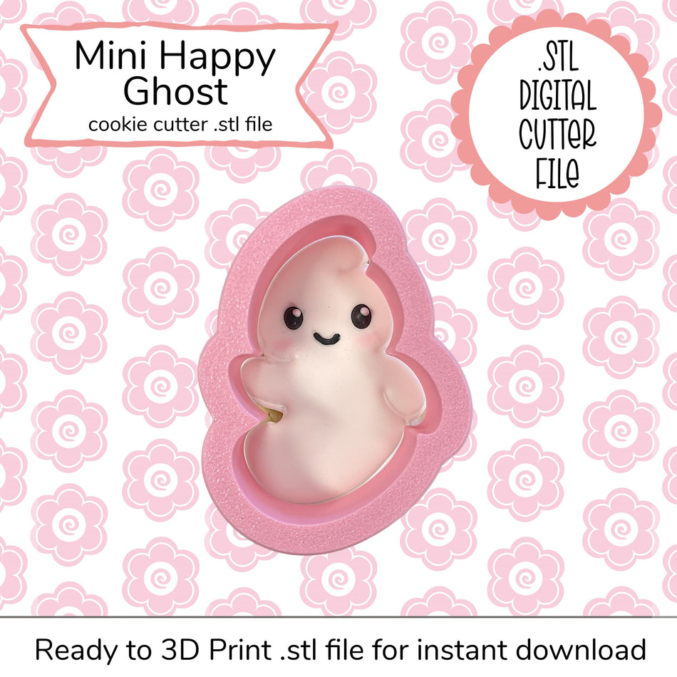 Mini Happy Ghost Cutter STL File (digital)