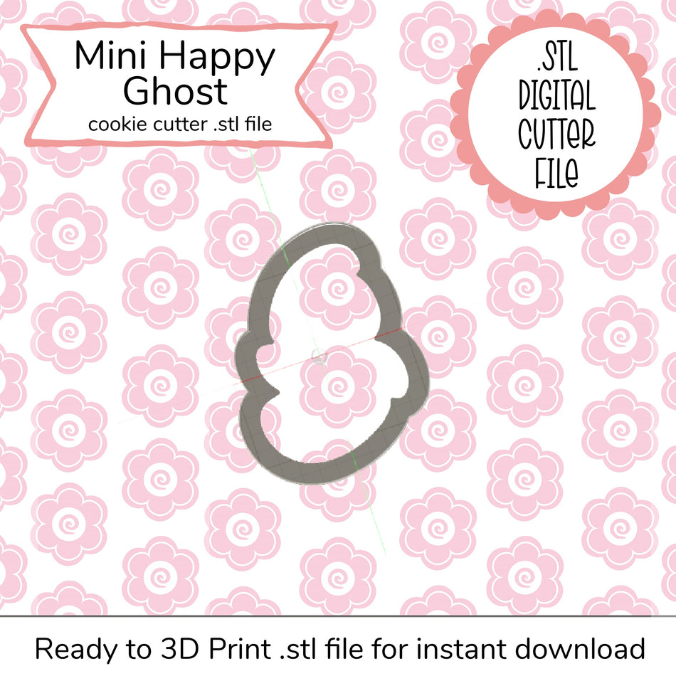 Mini Happy Ghost Cutter STL File (digital)