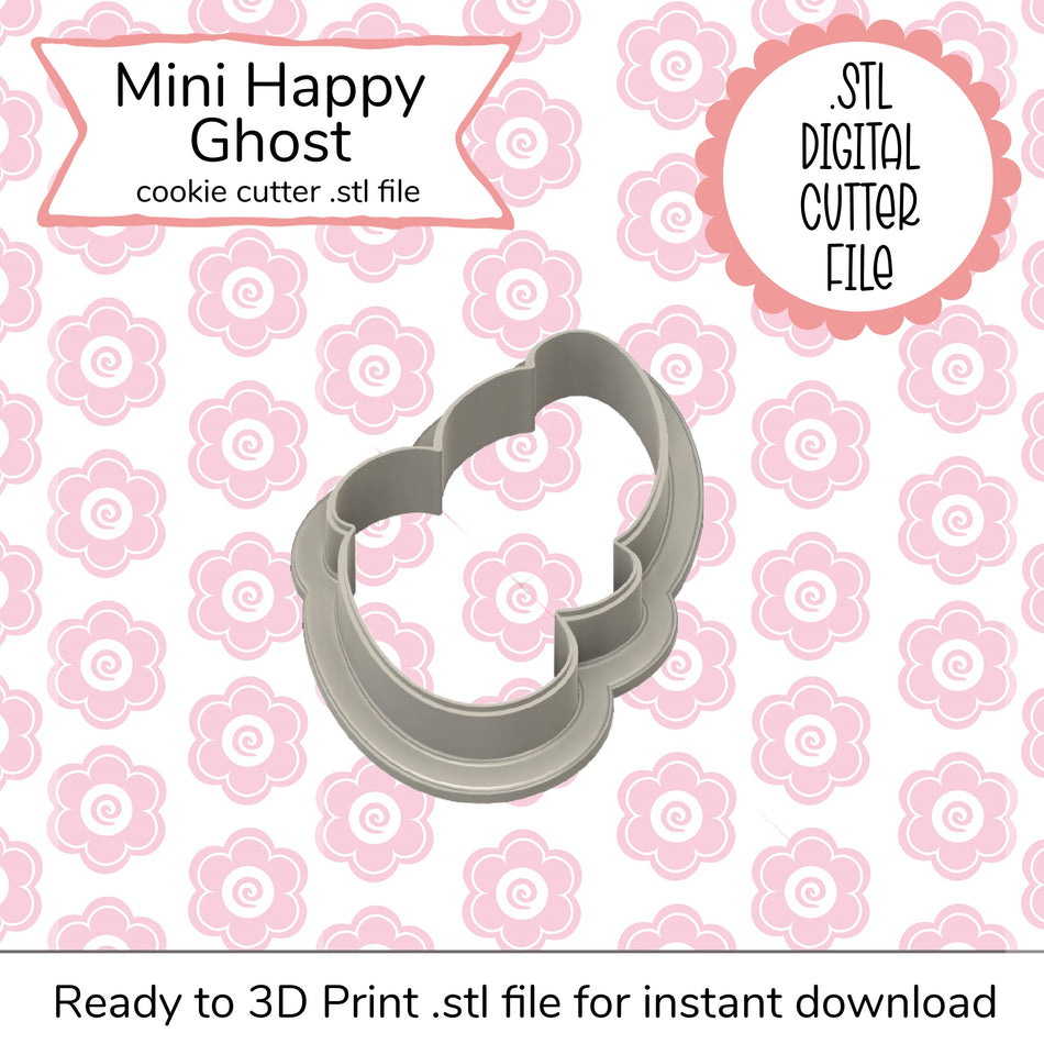 Mini Happy Ghost Cutter STL File (digital)