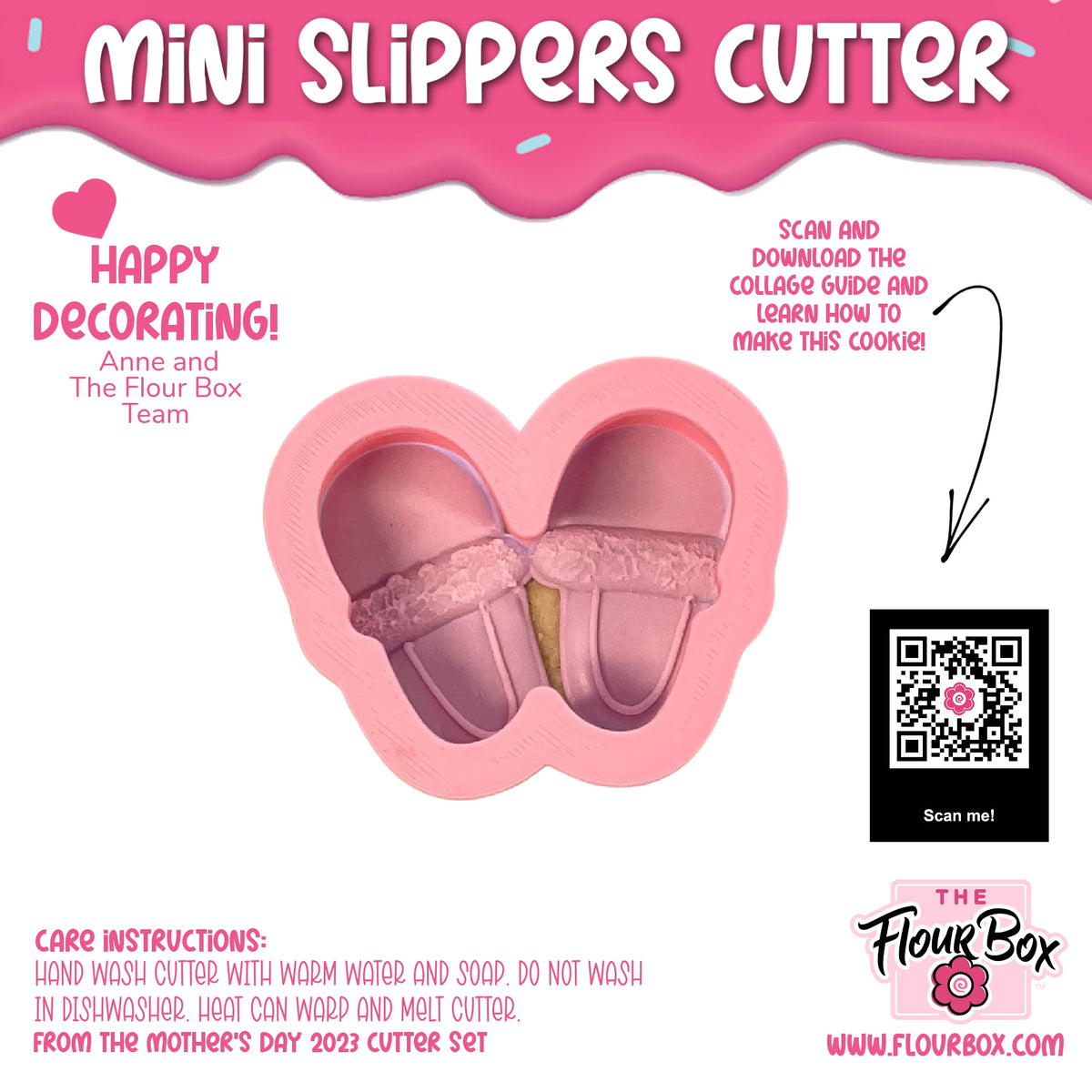 Pink silicone mini slippers cookie cutter with lace detail design for baking and crafting projects