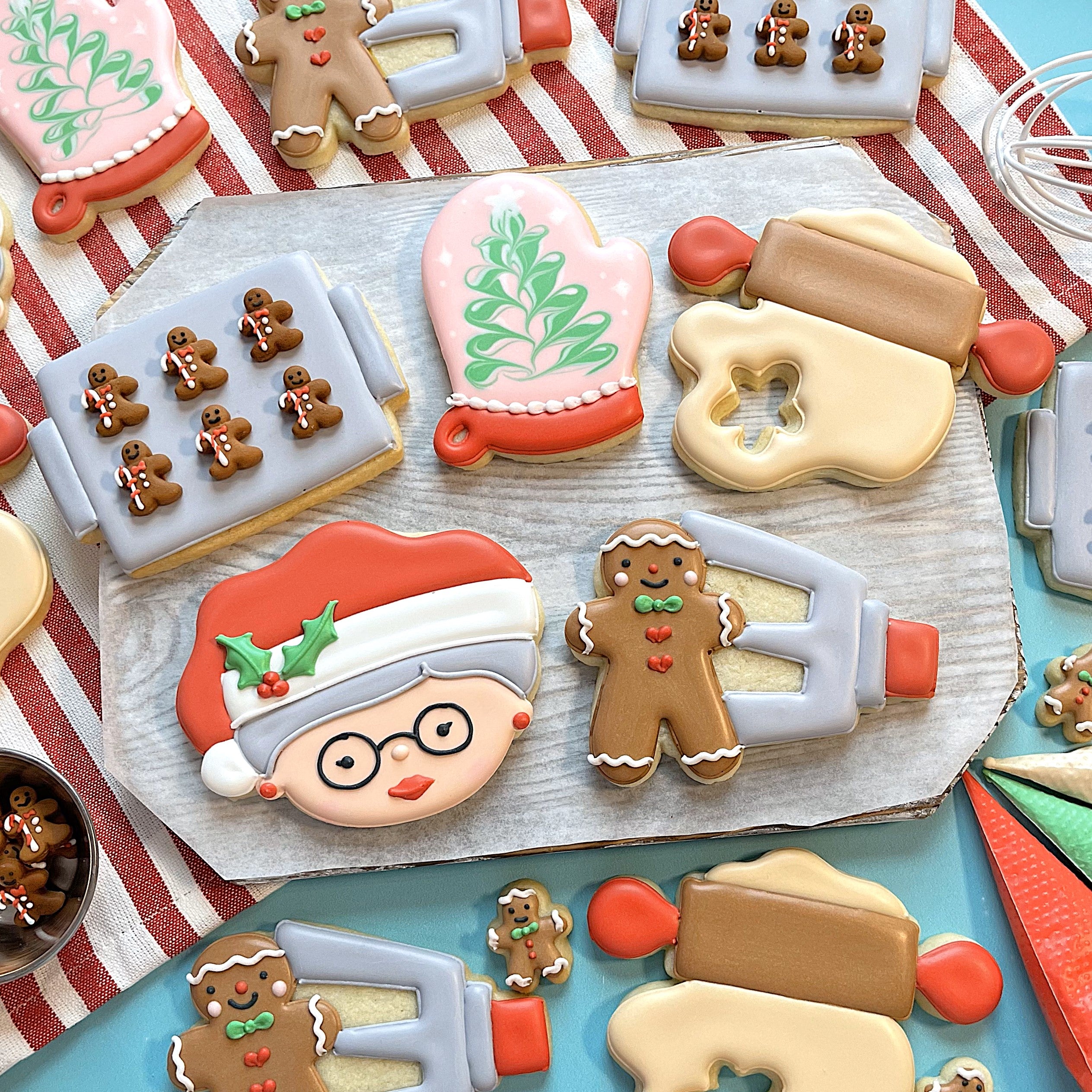 Rolling Pin with Dough & Tiny Gingerbread Cookie Cutter
