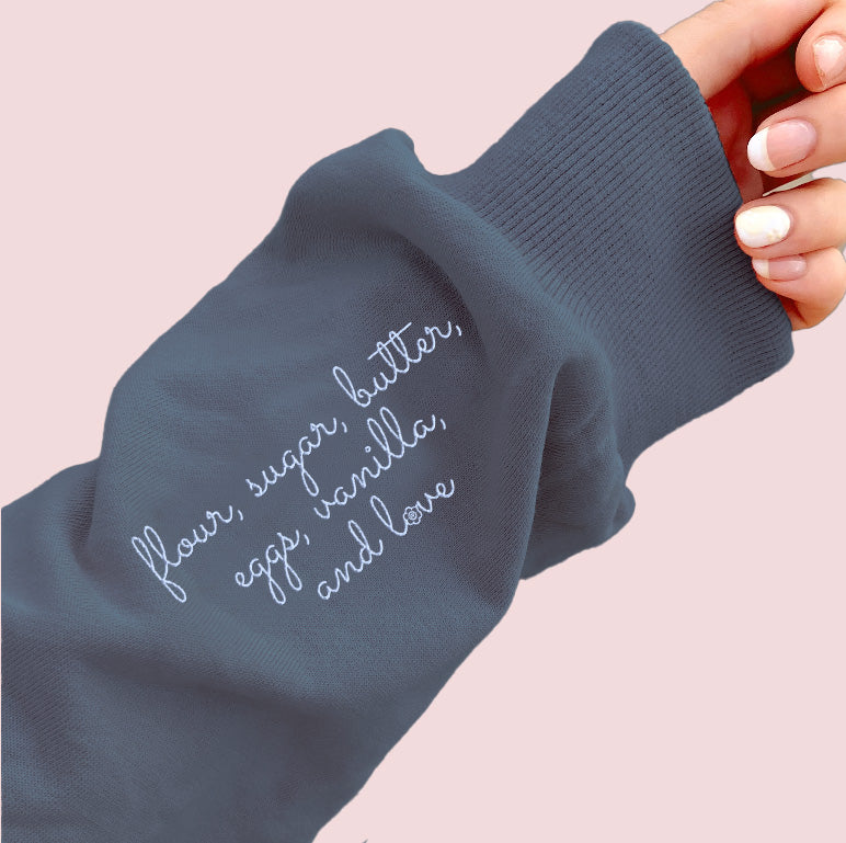 Cookies Embroidered Sweatshirt with Sleeve Ingredients Navy