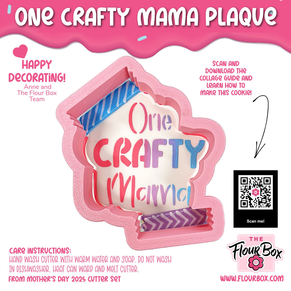 One Crafty Mama Plaque Cookie Cutter WITH STENCIL