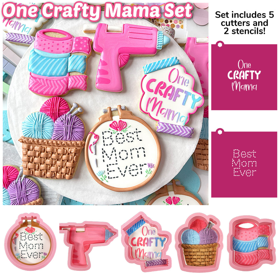 One Crafty Mama Cookie Cutter BUNDLE with 2 STENCILS