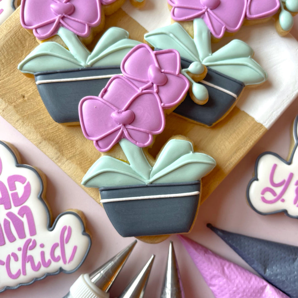 Orchid Cookie Cutter BUNDLE with Stencil