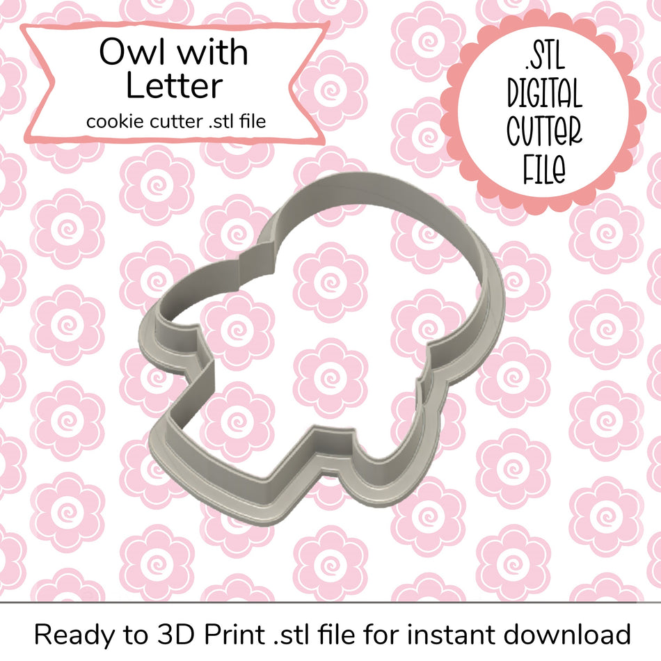 Owl with Letter STL Cutter File (digital file)