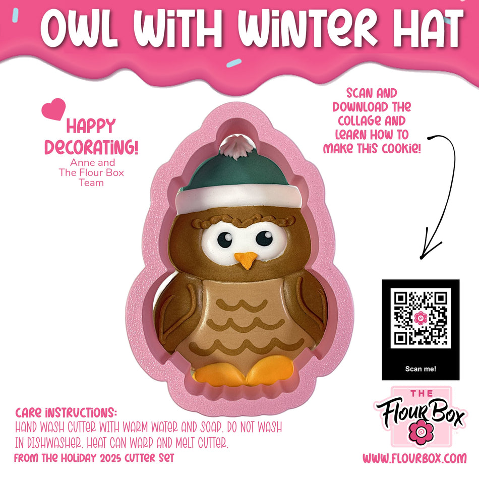 Owl with Winter Hat Cookie Cutter