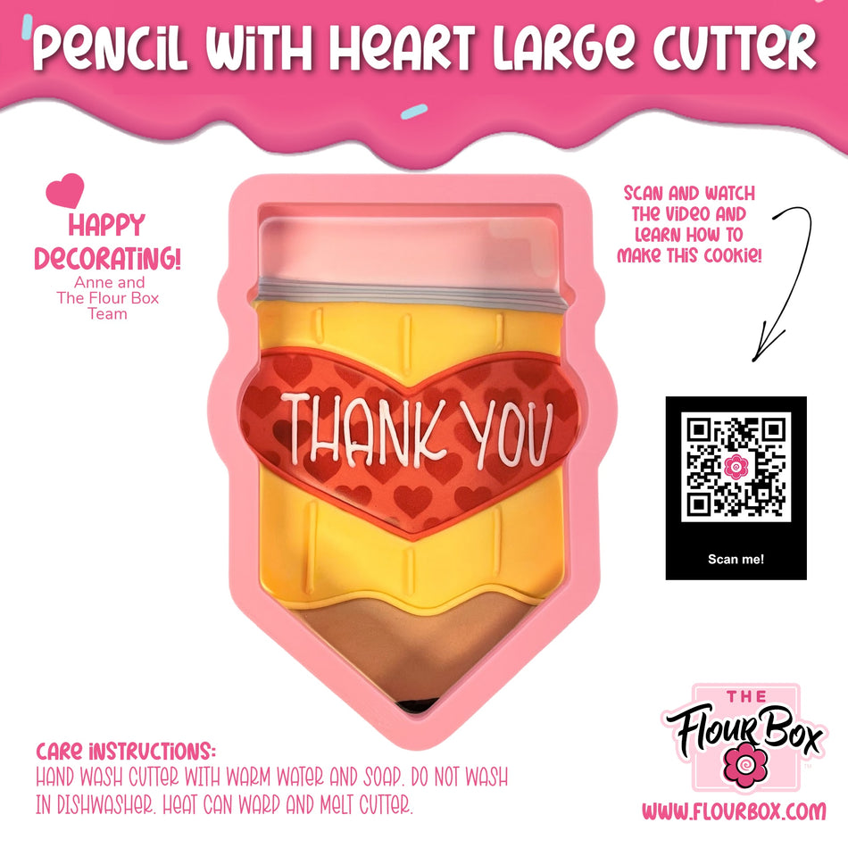 Pencil with Heart Large Cookie Cutter