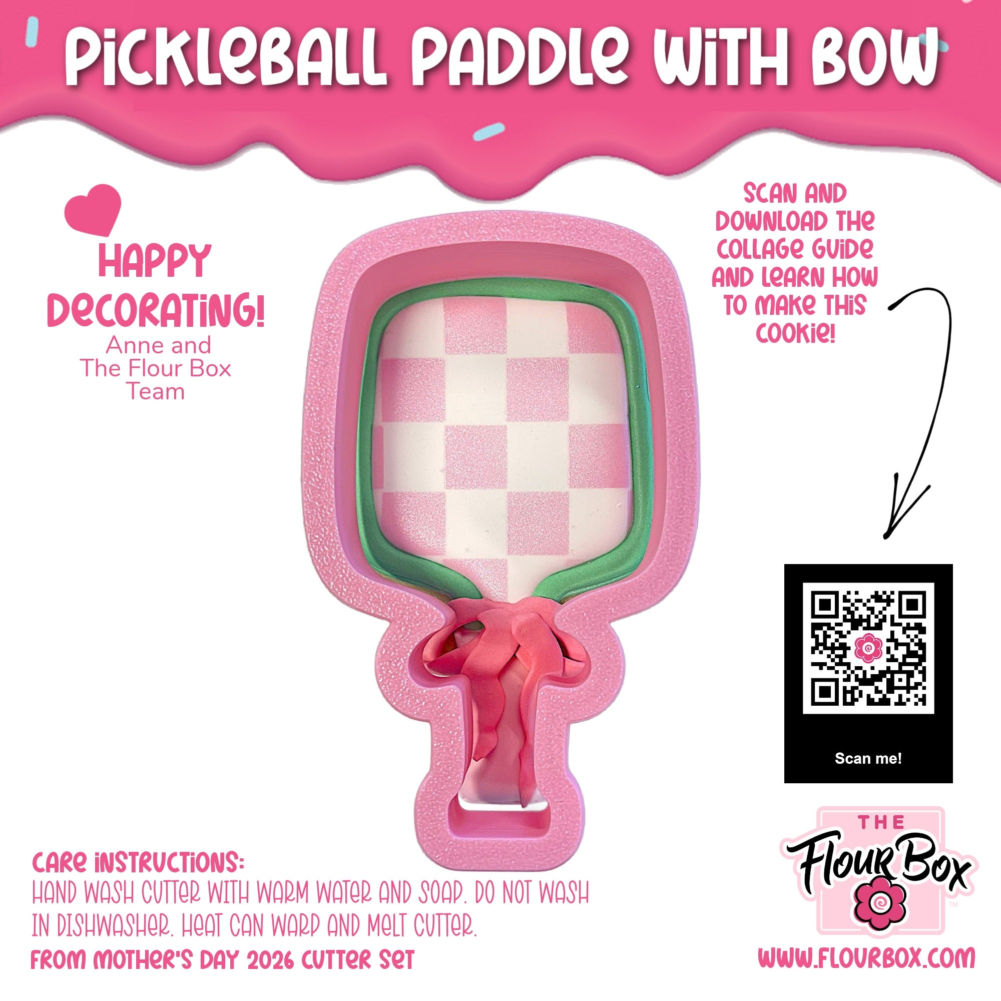 Pickleball Paddle with Bow Cookie Cutter