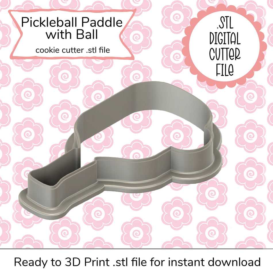 Pickleball Paddle with Ball STL Cutter File (digital file)