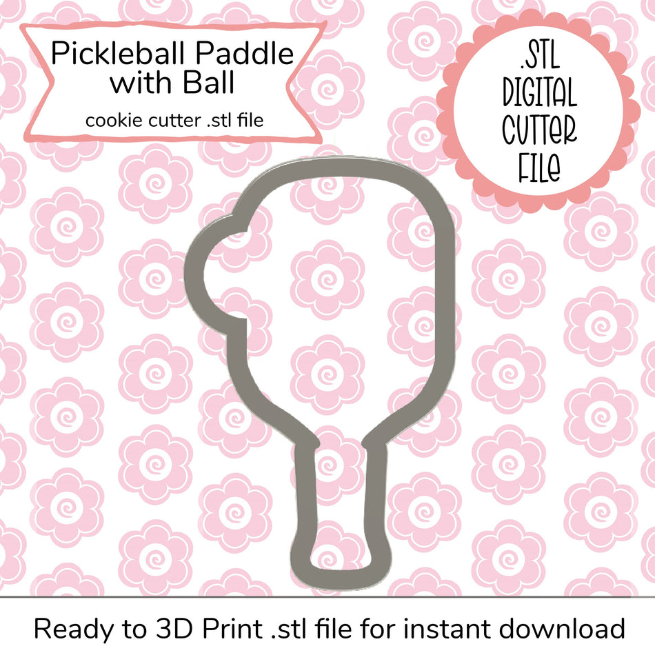 Pickleball Paddle with Ball STL Cutter File (digital file)