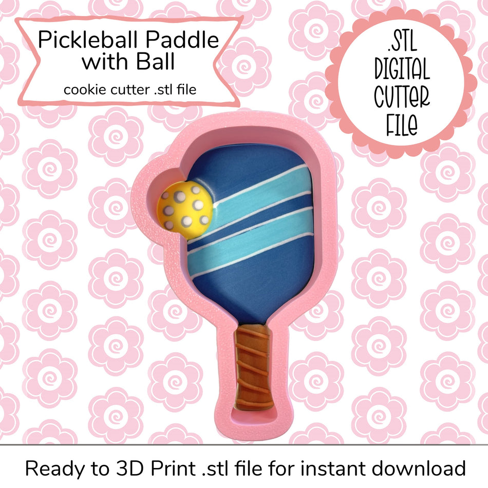 Pickleball Paddle with Ball STL Cutter File (digital file)