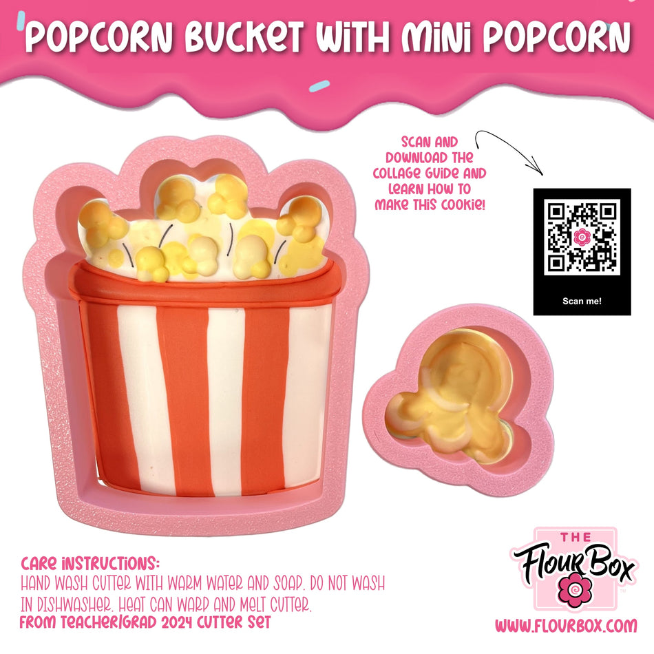 Popcorn Bucket with Mini Popcorn Cookie Cutter Set