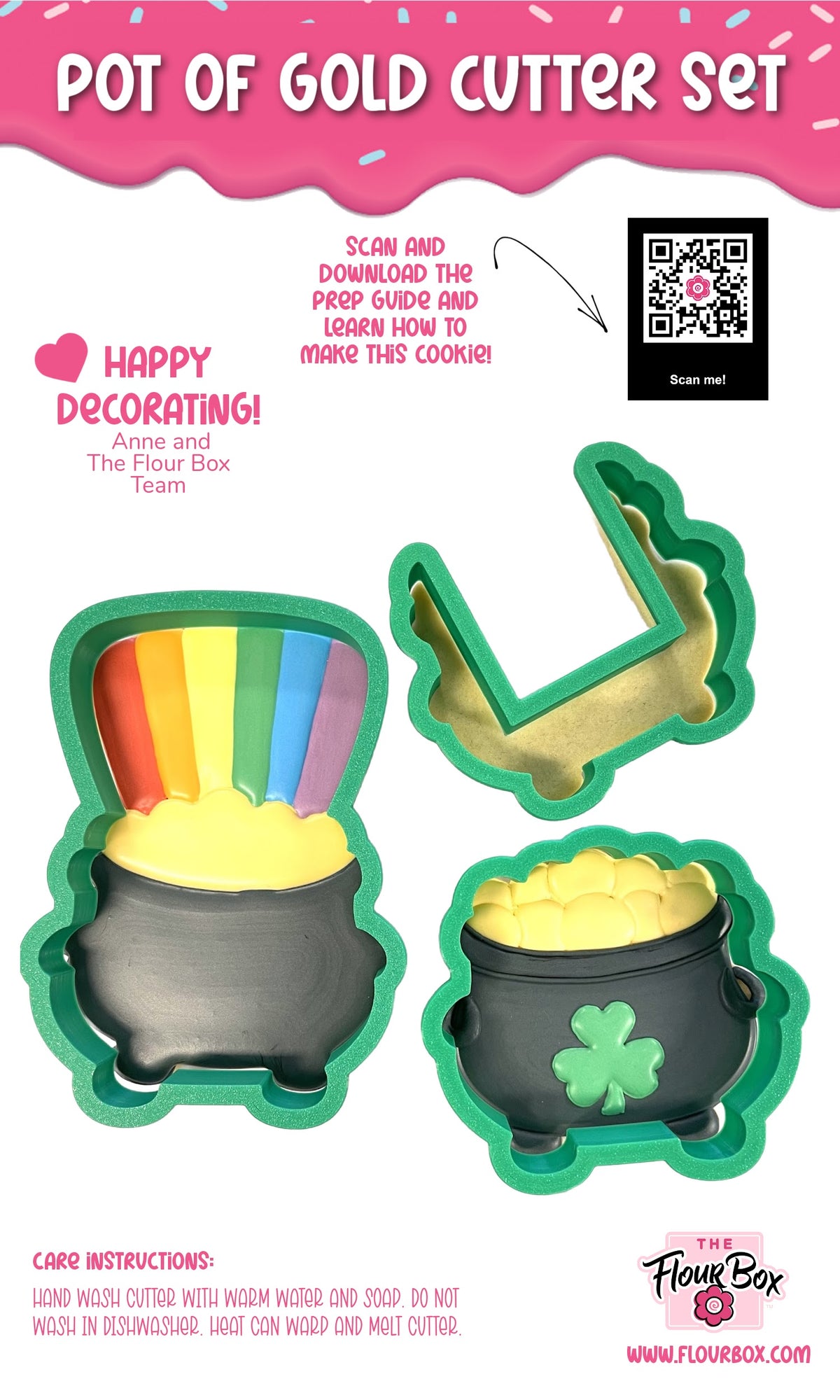 Gold pot of gold cookie cutter set featuring rainbow and shamrock designs for pot of gold gift card holder craft