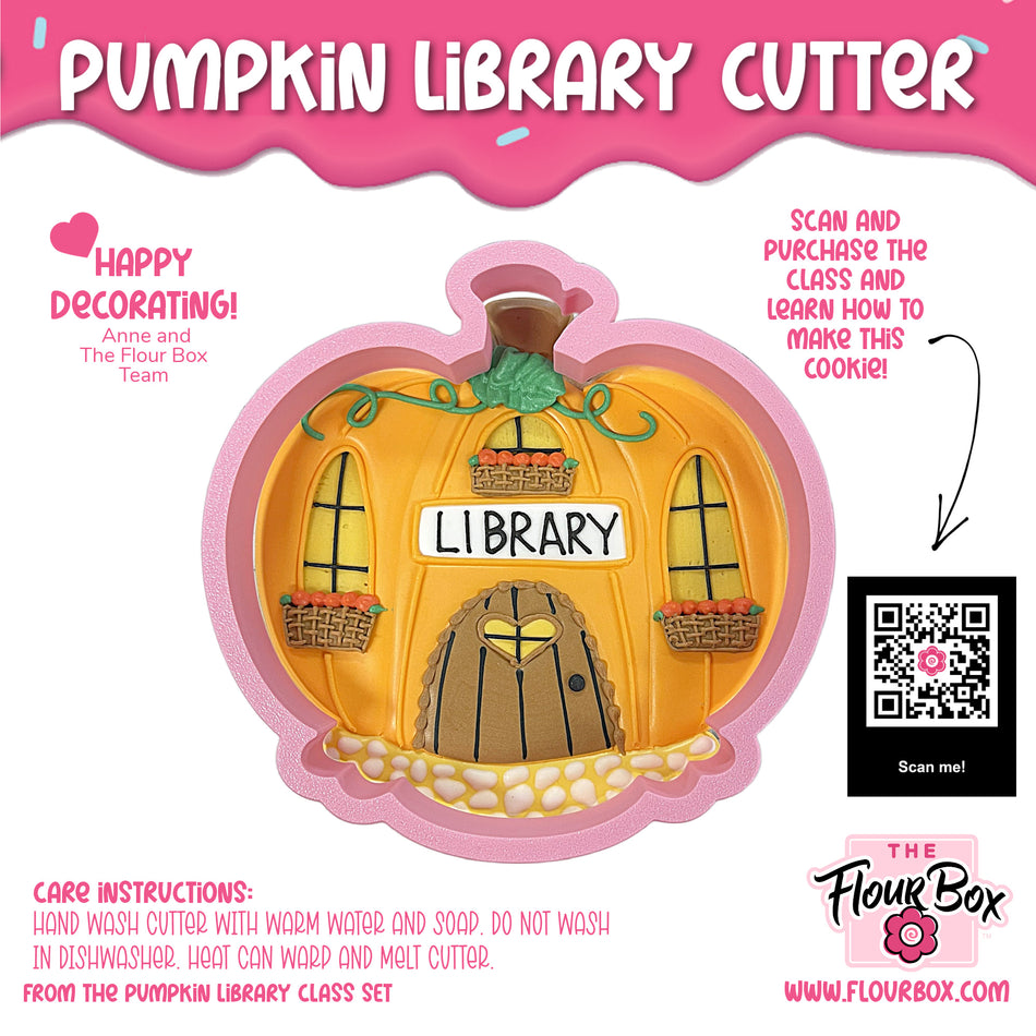 Pumpkin Library Cookie Cutter with Stencil