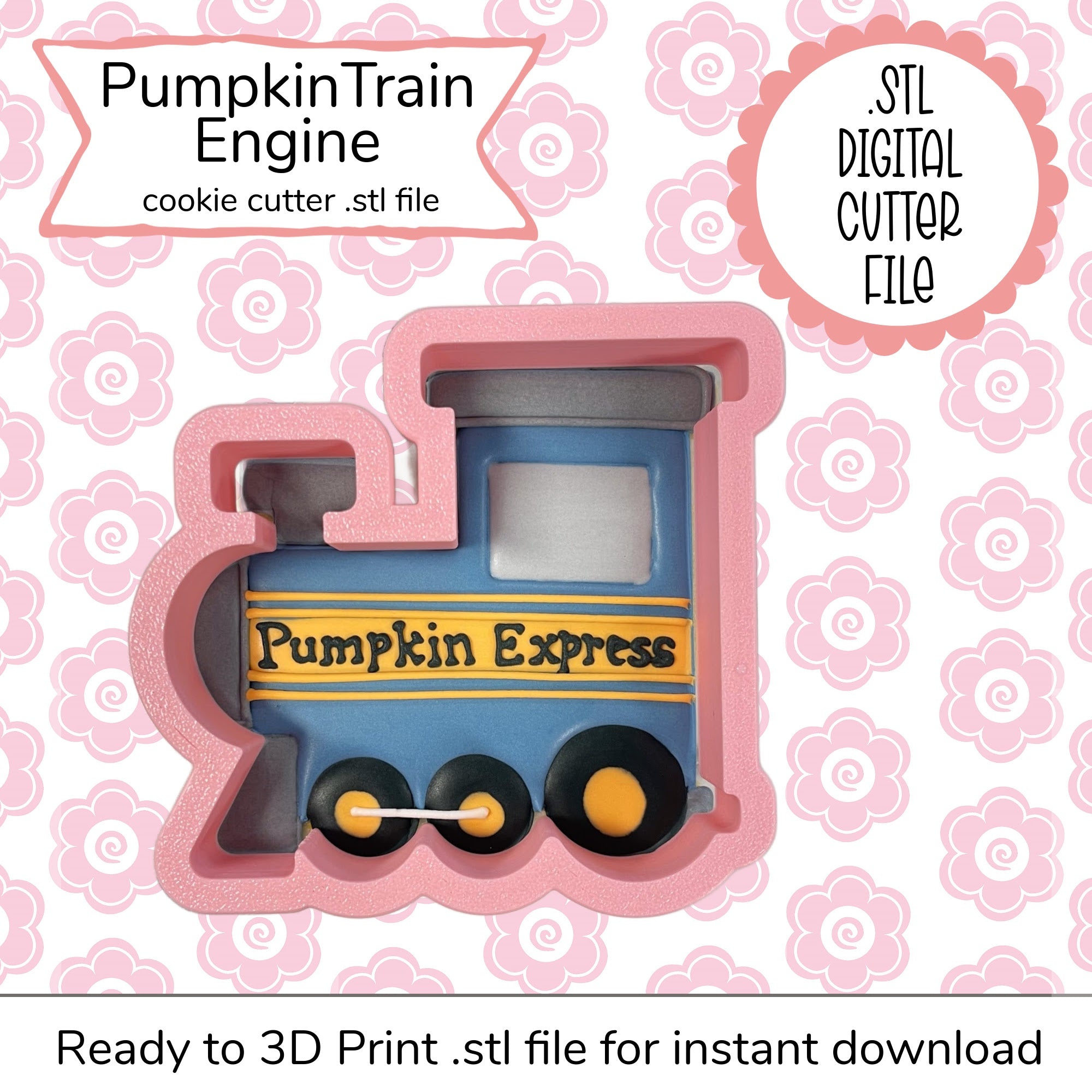 Pumpkin Train Engine Cutter STL File (digital file)