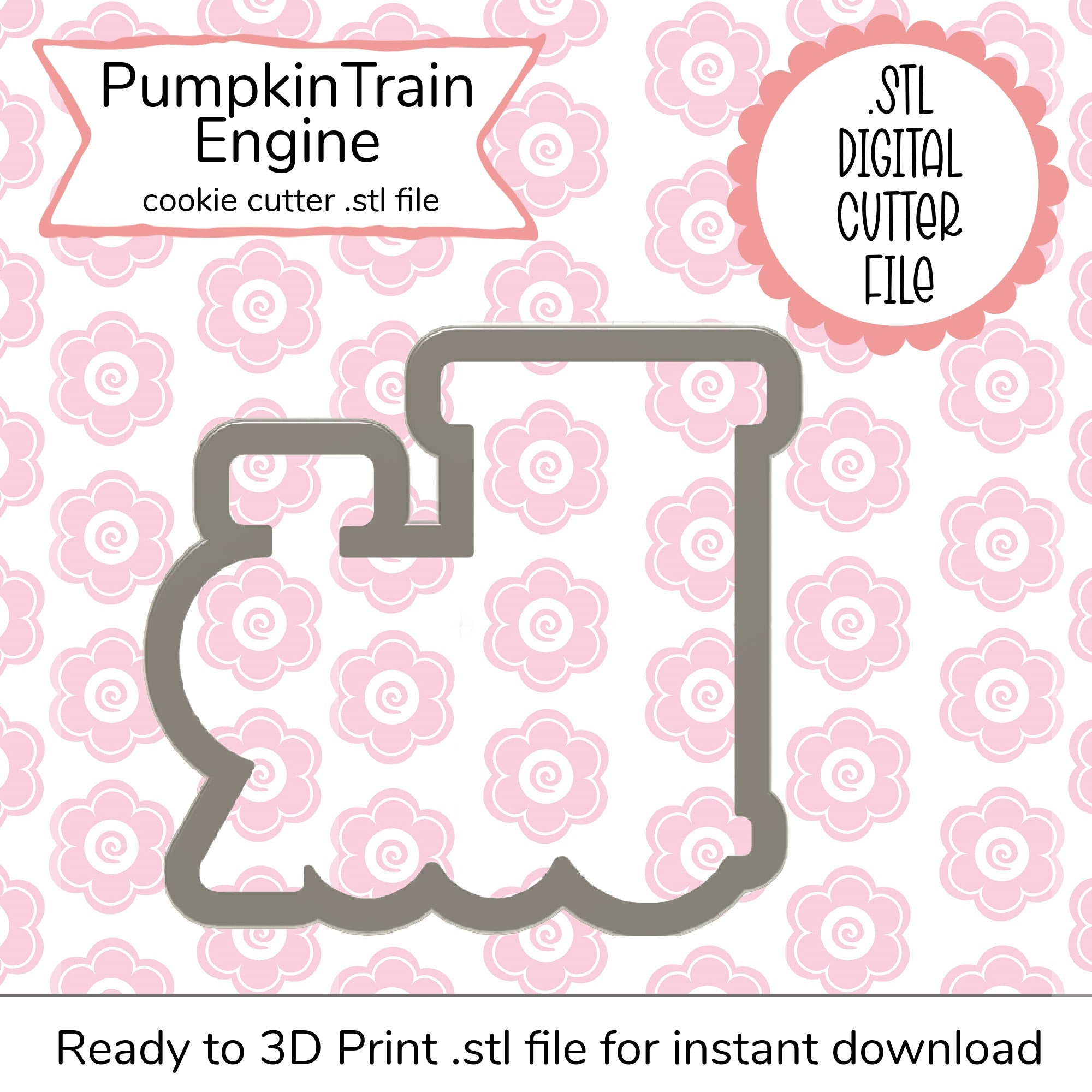 Pumpkin Train Engine Cutter STL File (digital file)