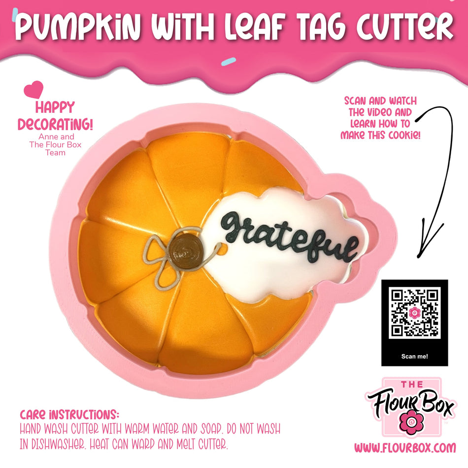 Pumpkin with Leaf Tag Cookie Cutter