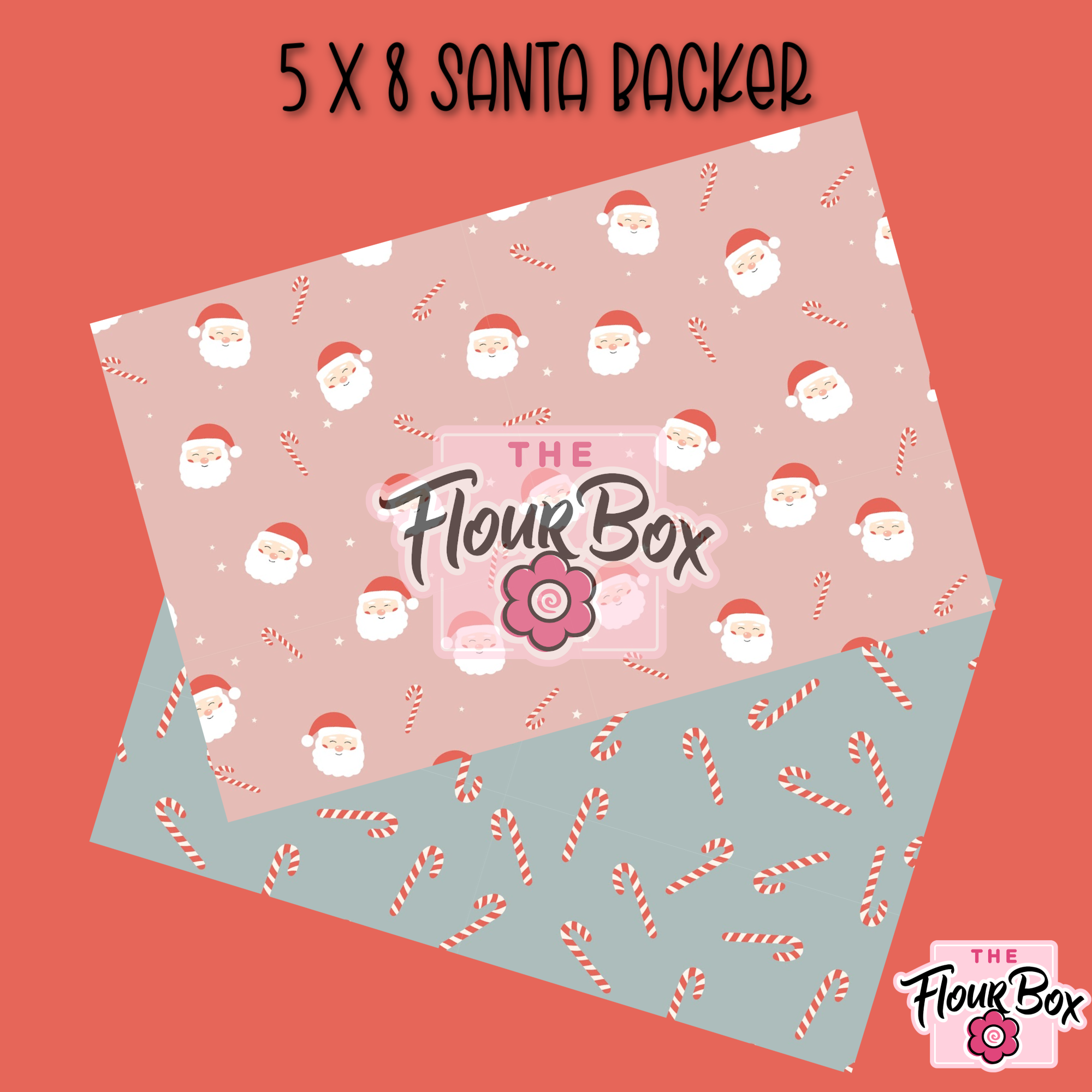 Santa and Candy Cane Cookie BOX Backer - 5" x 8" Rectangle - 25 BACKERS
