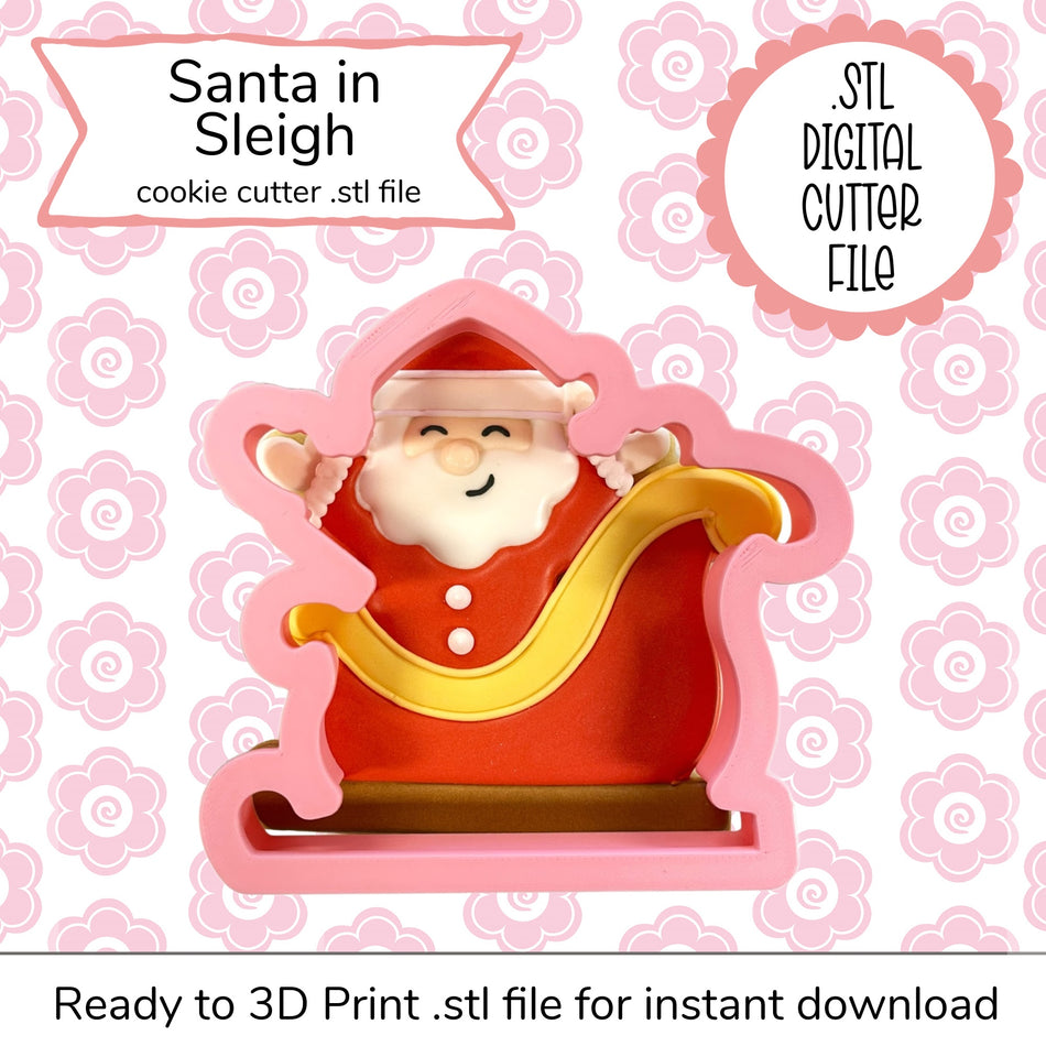 Santa in Sleigh Cutter STL File (digital file)