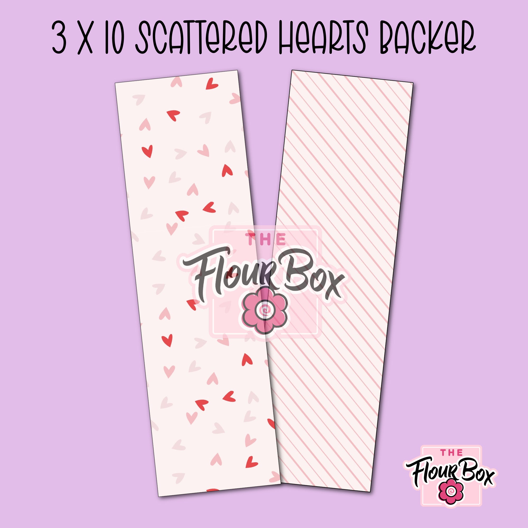 Scattered Hearts Cookie BOX Backer - 3" x 10" Long - 25 BACKERS