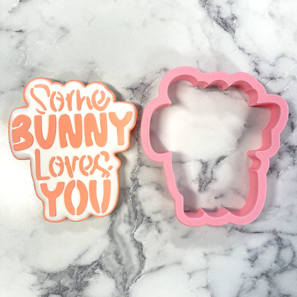 Some Bunny Loves You Plaque Cookie Cutter with Stencil SET