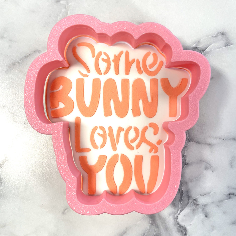 Some Bunny Loves You Plaque Cookie Cutter with Stencil SET