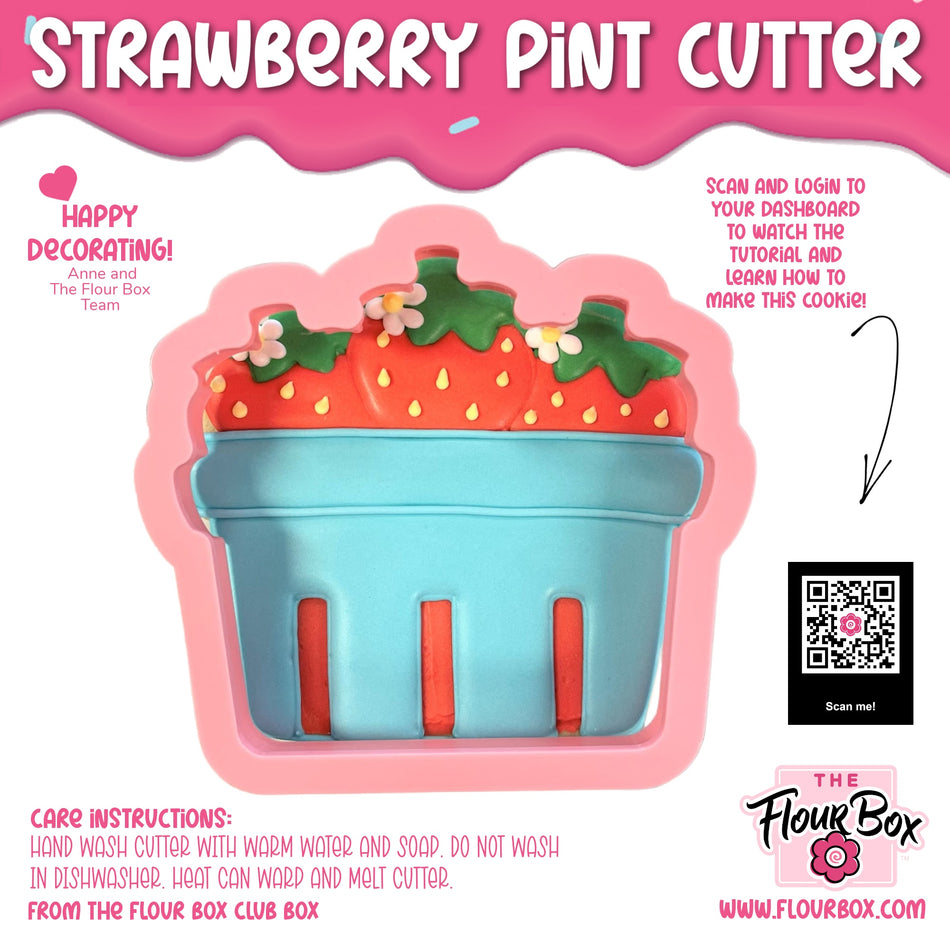 Strawberry Pint Flour Box Club Cookie Cutter