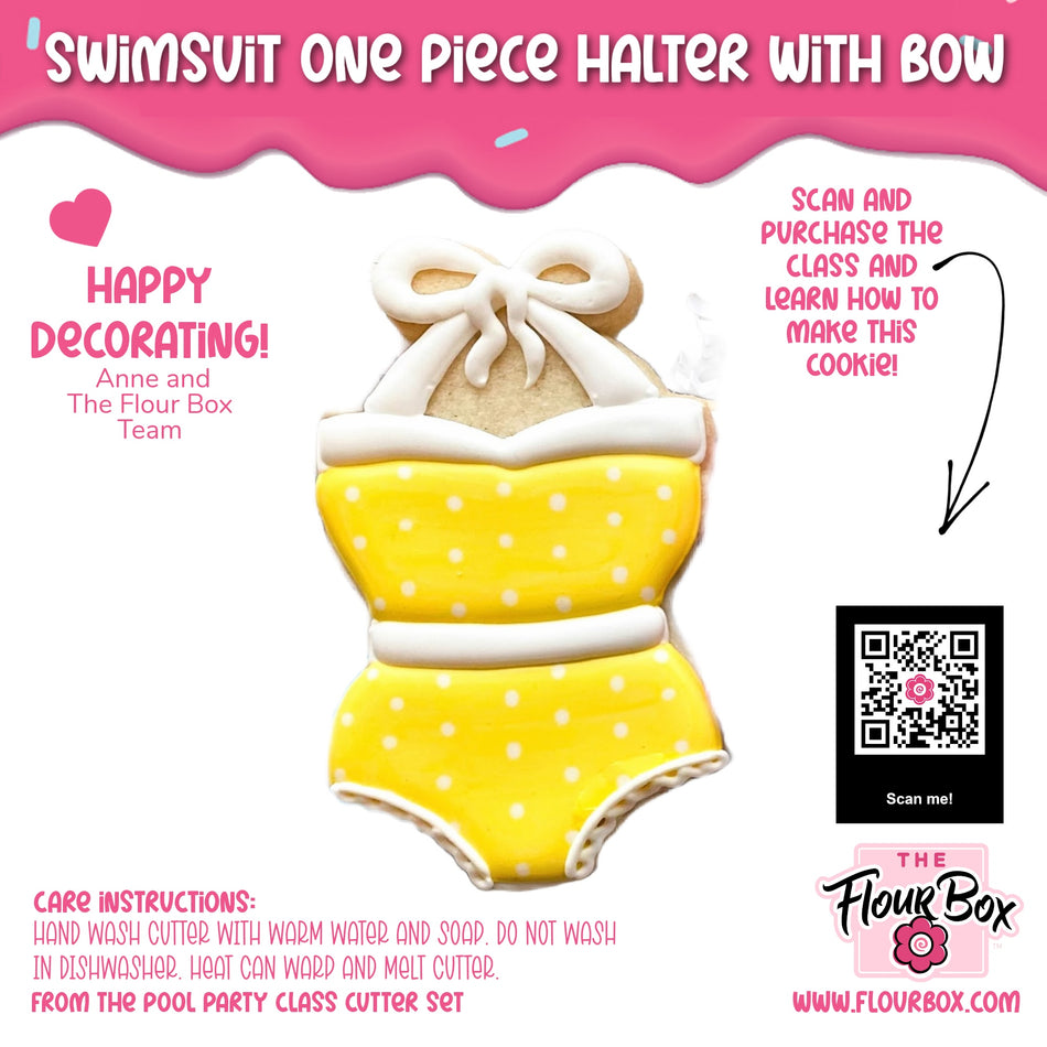 Swimsuit One Piece Halter with Bow Cookie Cutter