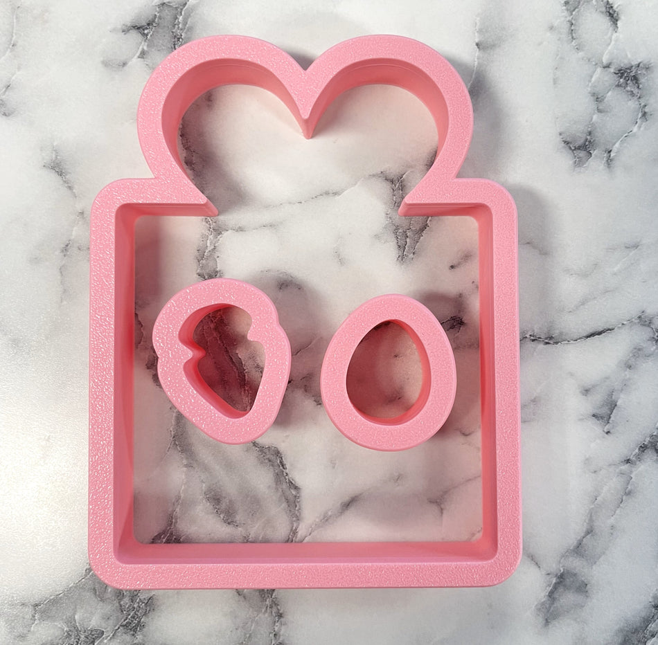 Tic Tac Toe Bunny Card Cookie Cutter with 2 Tiny Cutters & Stencils Set