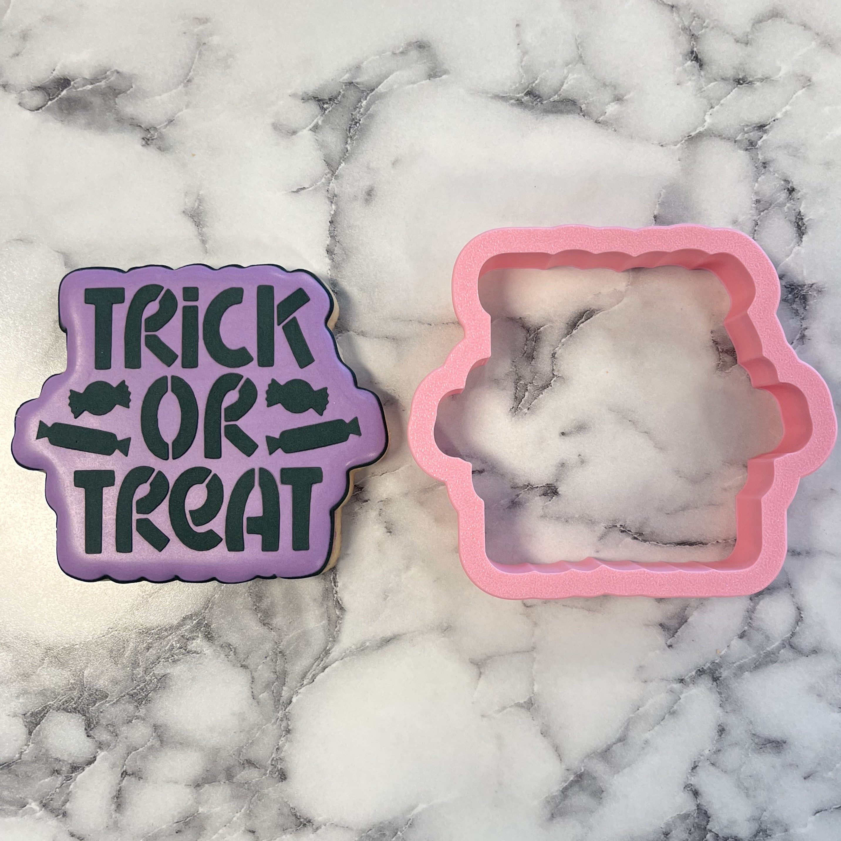 Trick or Treat Plaque Flour Box Club Cookie Cutter with Stencil