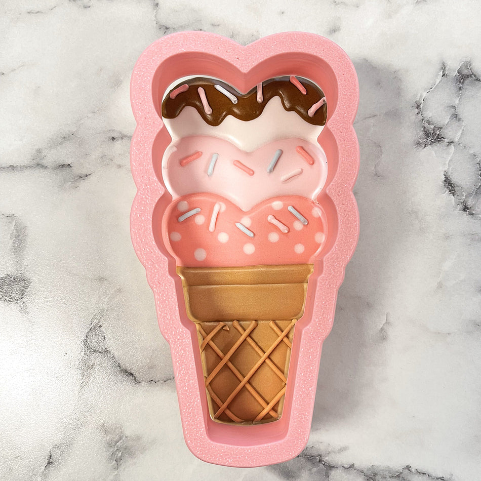 Triple Scoop Heart Ice Cream Cone Cookie Cutter